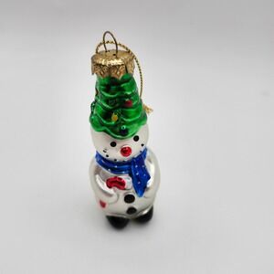 Lubeck‎ Glass Snowman Christmas Ornament Tree Hat Scarf Festive Holiday Decor
